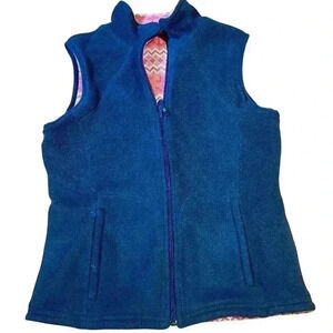 Vineyard Vines Women’s Reversible Thick Knit Vest Size Small Navy Pink Nautical